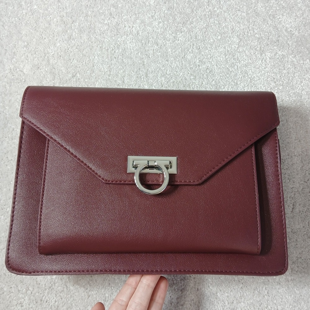 RFID Save The Girls Burgundy Color Touch Screen Tablet Messenger Crossbody New